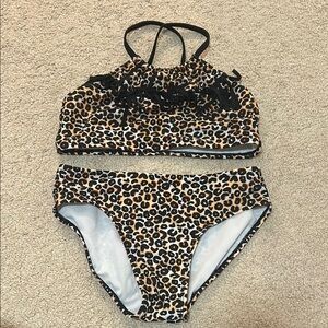 new girls 10/12 cheetah bikini halter style